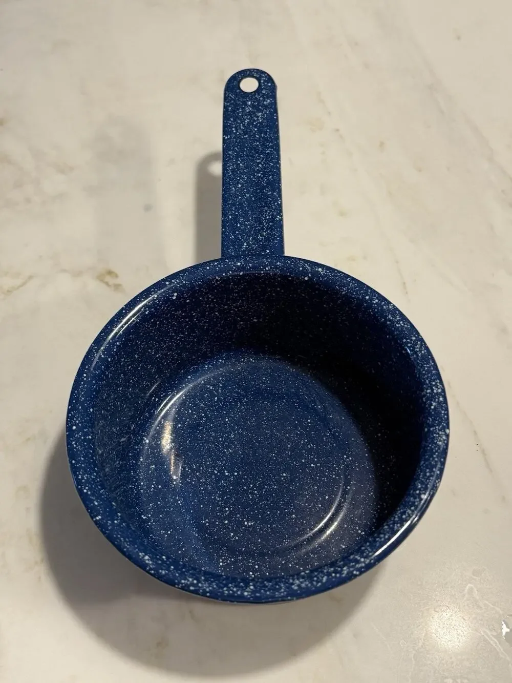 Vintage Enamelware Cowboy Blue and White Speckled Pot Pan Sauce Pan